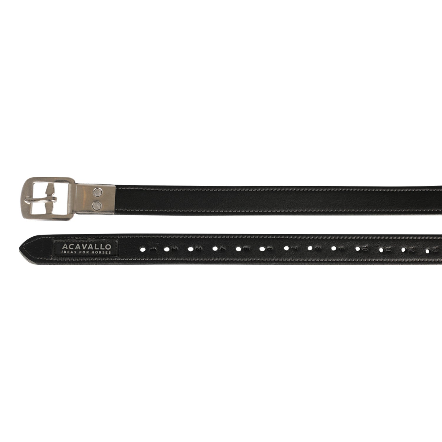 Calfskin stirrup leathers encased buckle.