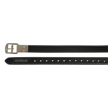 Calfskin stirrup leathers encased buckle.