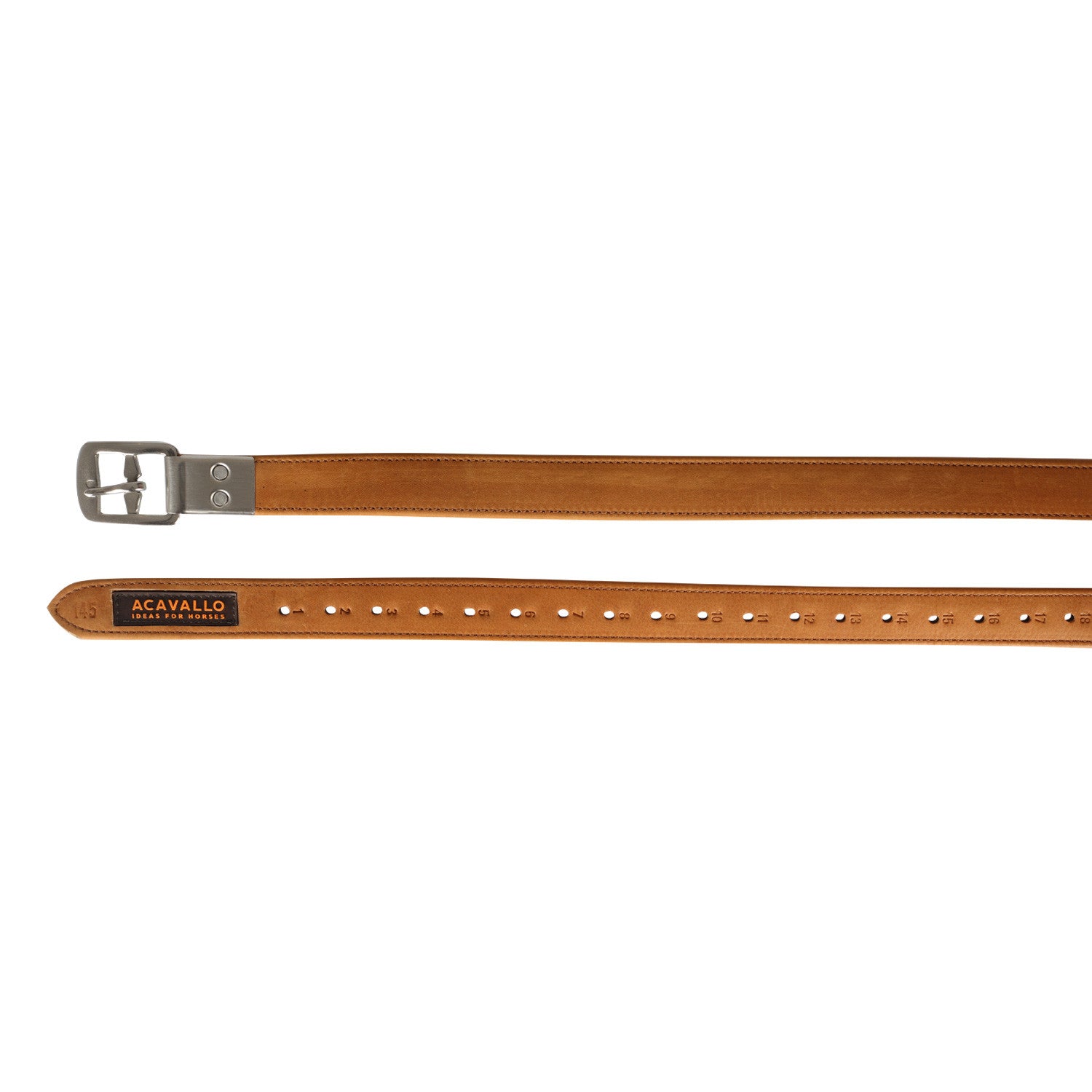 Calfskin stirrup leathers encased buckle.