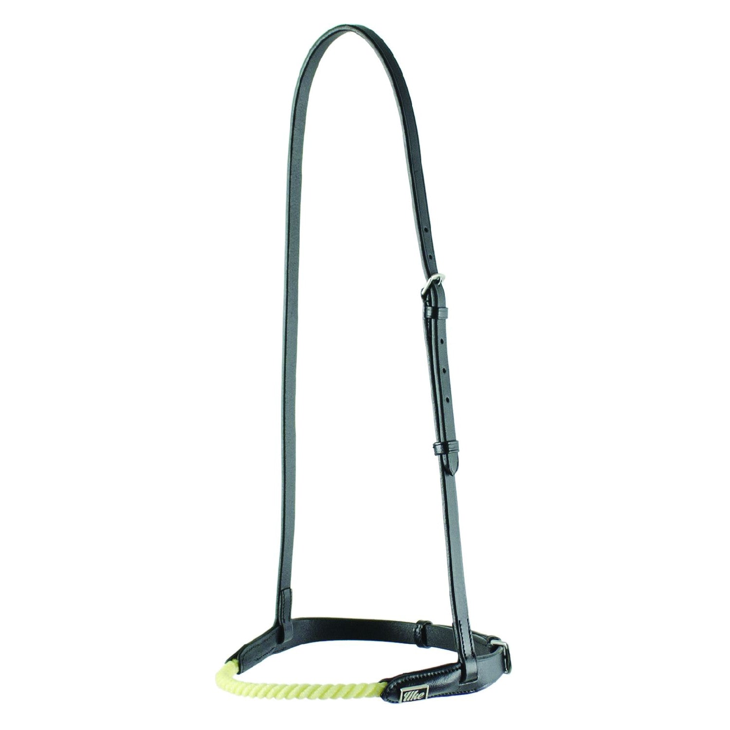 LEATHER FLASH NOSEBAND WITH RAWHIDE INSERT.