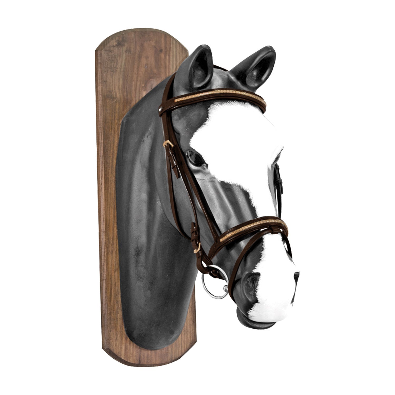 DERBY BRIDLE WITH  GOLD CLINCHER AND RUBBER REINS.