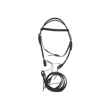 WESTERN DOUBLE LEATHER CROWNPIECE WITH REINS.