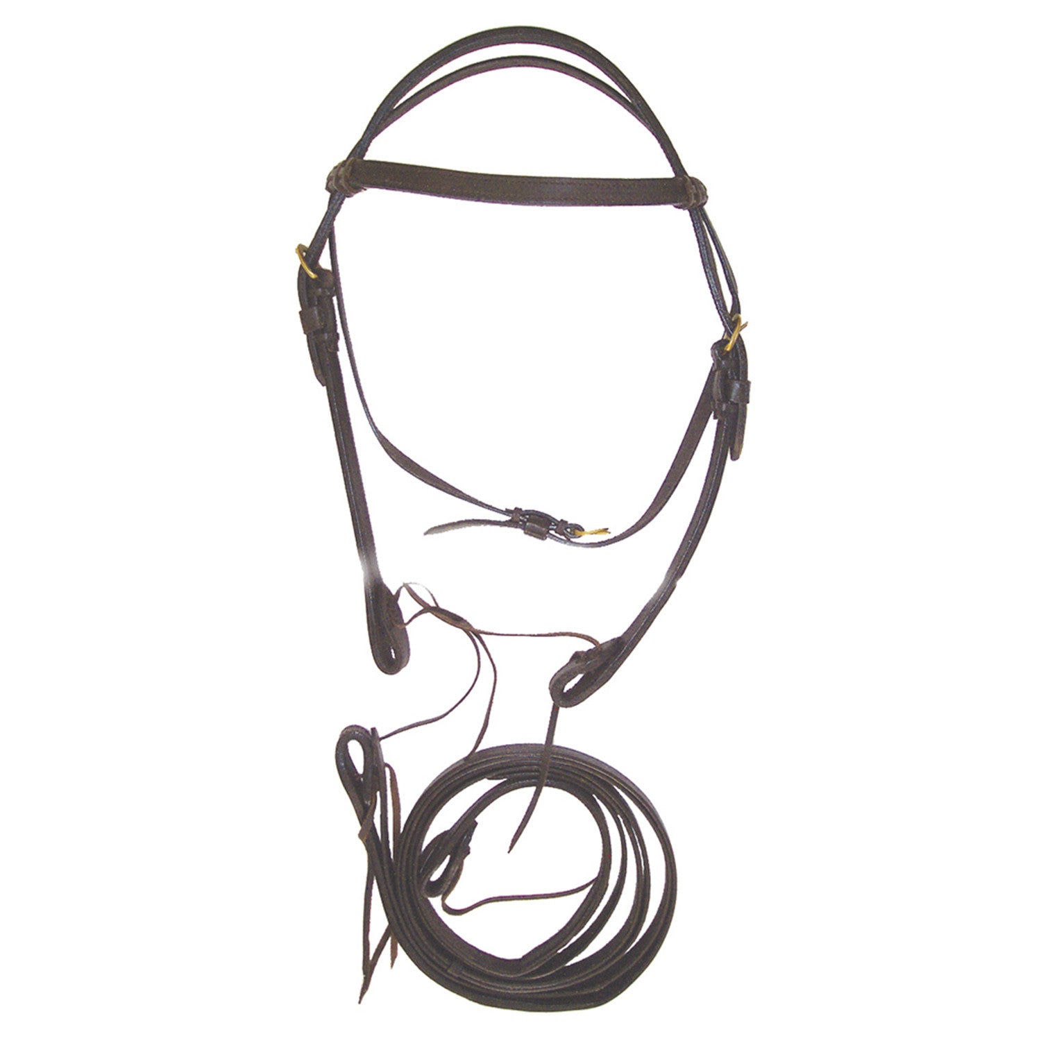 WESTERN DOUBLE LEATHER CROWNPIECE WITH REINS.