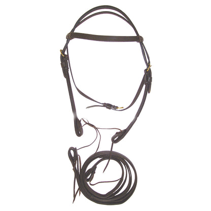 WESTERN DOUBLE LEATHER CROWNPIECE WITH REINS.