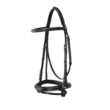 Leather English bridle with embroideries.