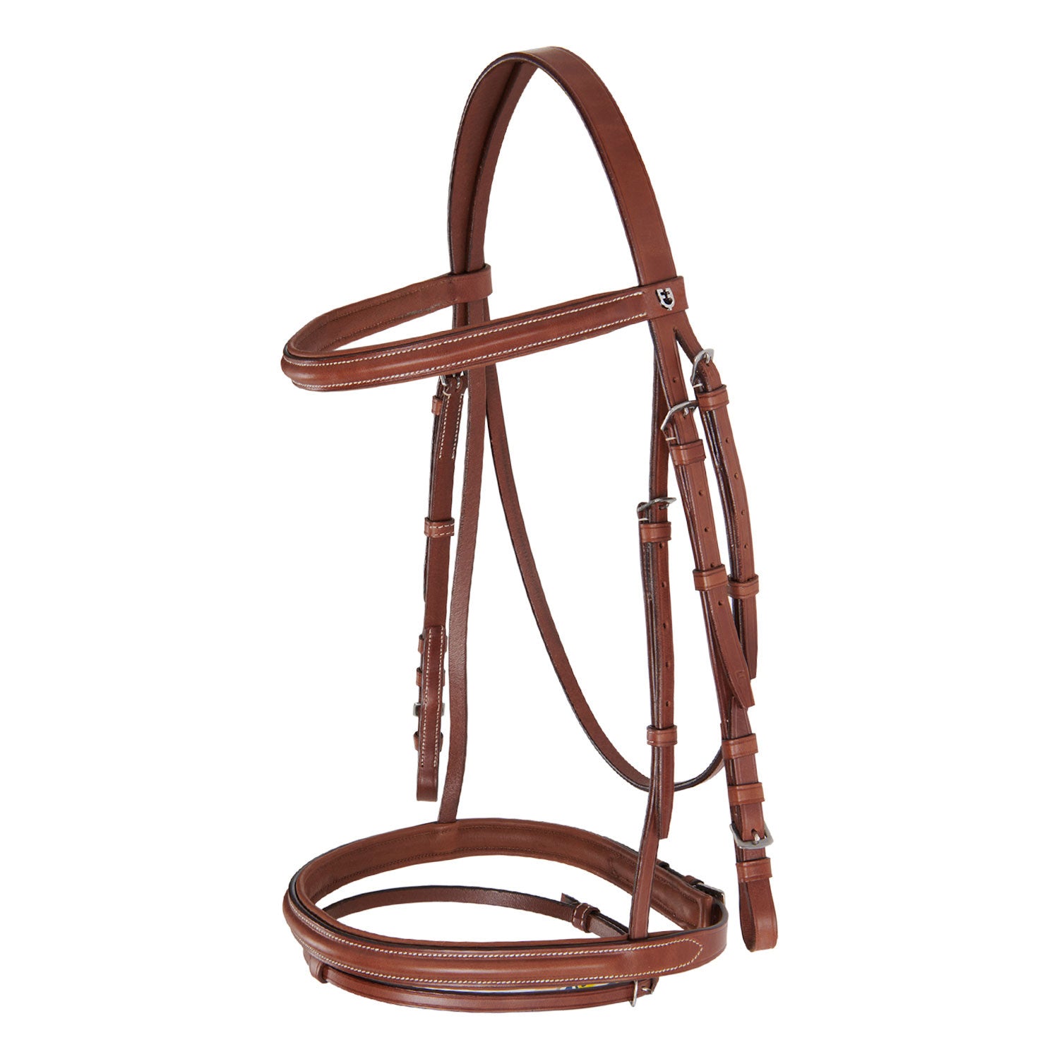 Leather English bridle with embroideries.
