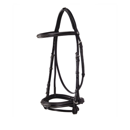 Leather English bridle with embroideries.