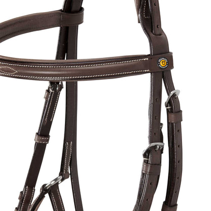 Bridle with mexican noseband and synthetic sheepskin