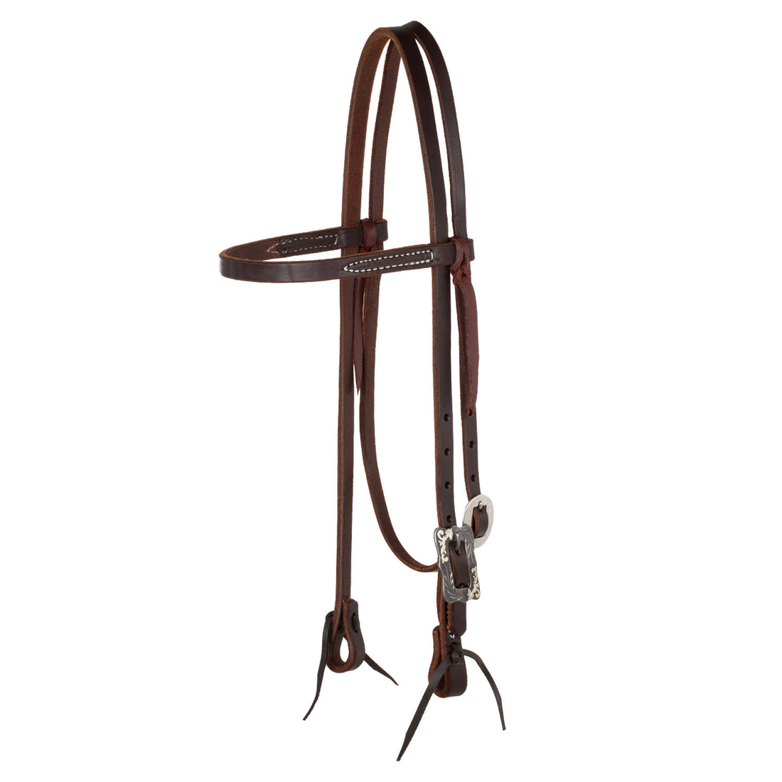 BROWBAND BLACK STEEL BUCKLE OILED WESTERN BRIDLE.