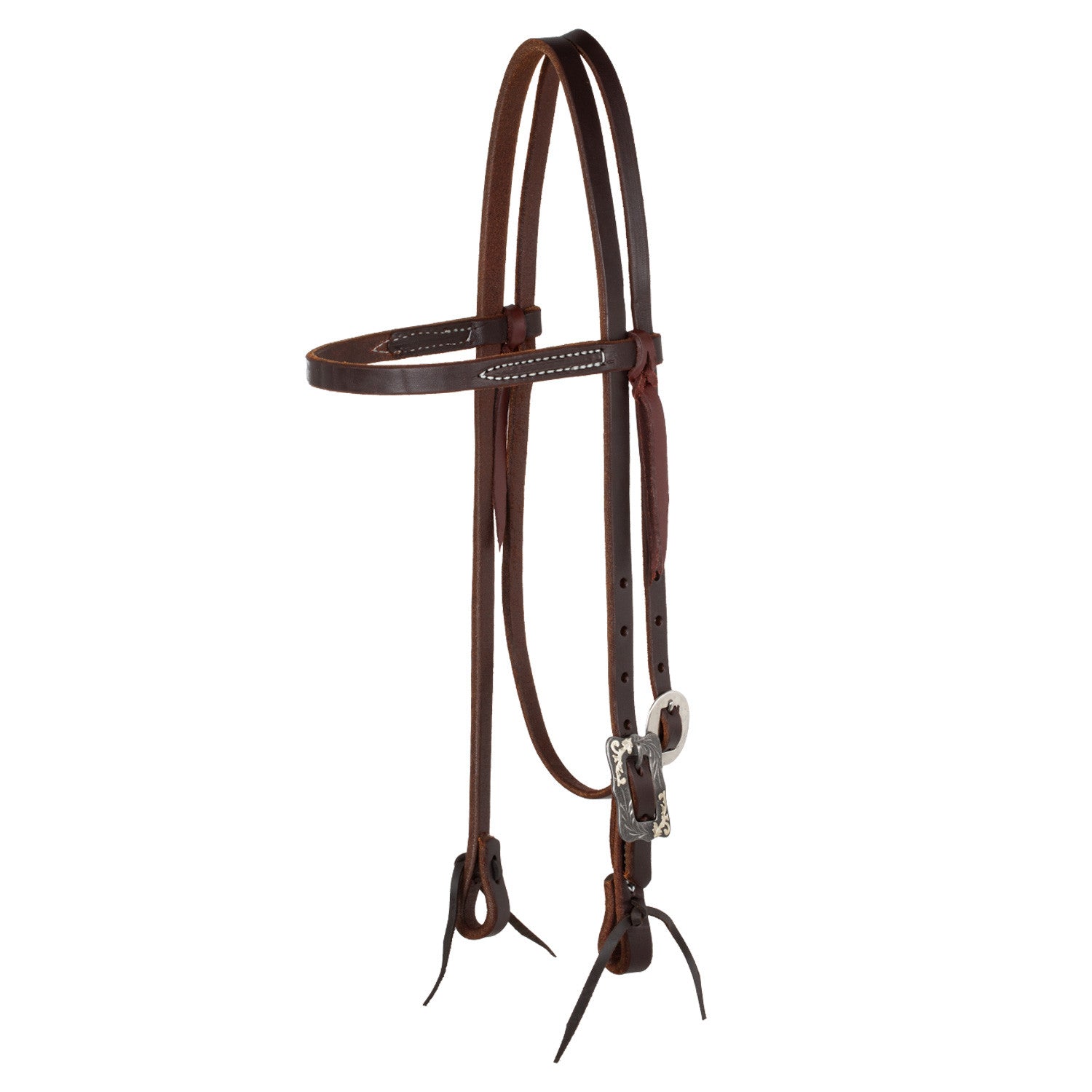 BROWBAND BLACK STEEL BUCKLE OILED WESTERN BRIDLE.