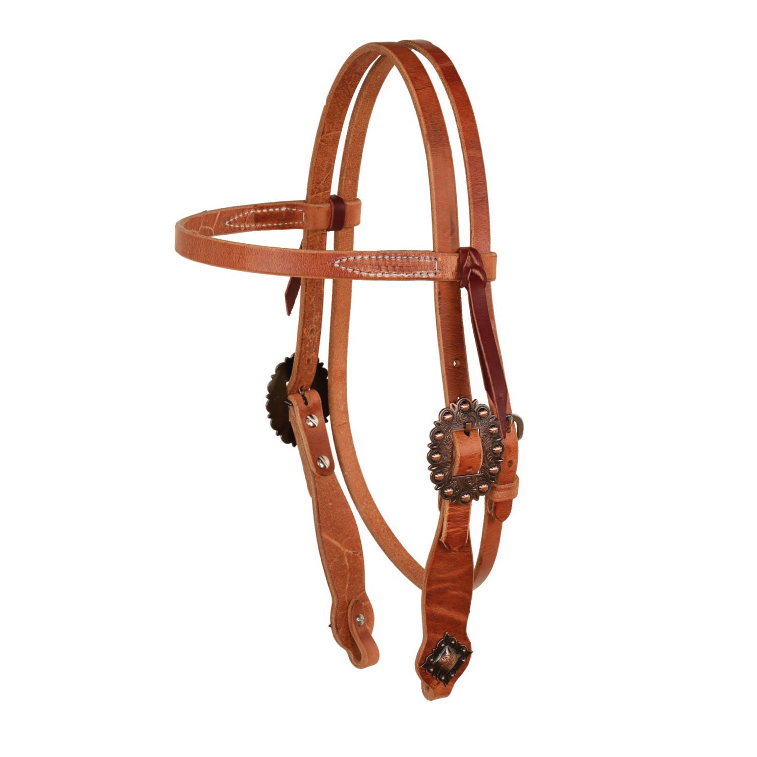 COPPER SPOTTED BUCKLE WITH DIAMOND CONCHO WESTERN BRIDLE.