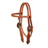 COPPER SPOTTED BUCKLE WITH DIAMOND CONCHO WESTERN BRIDLE.