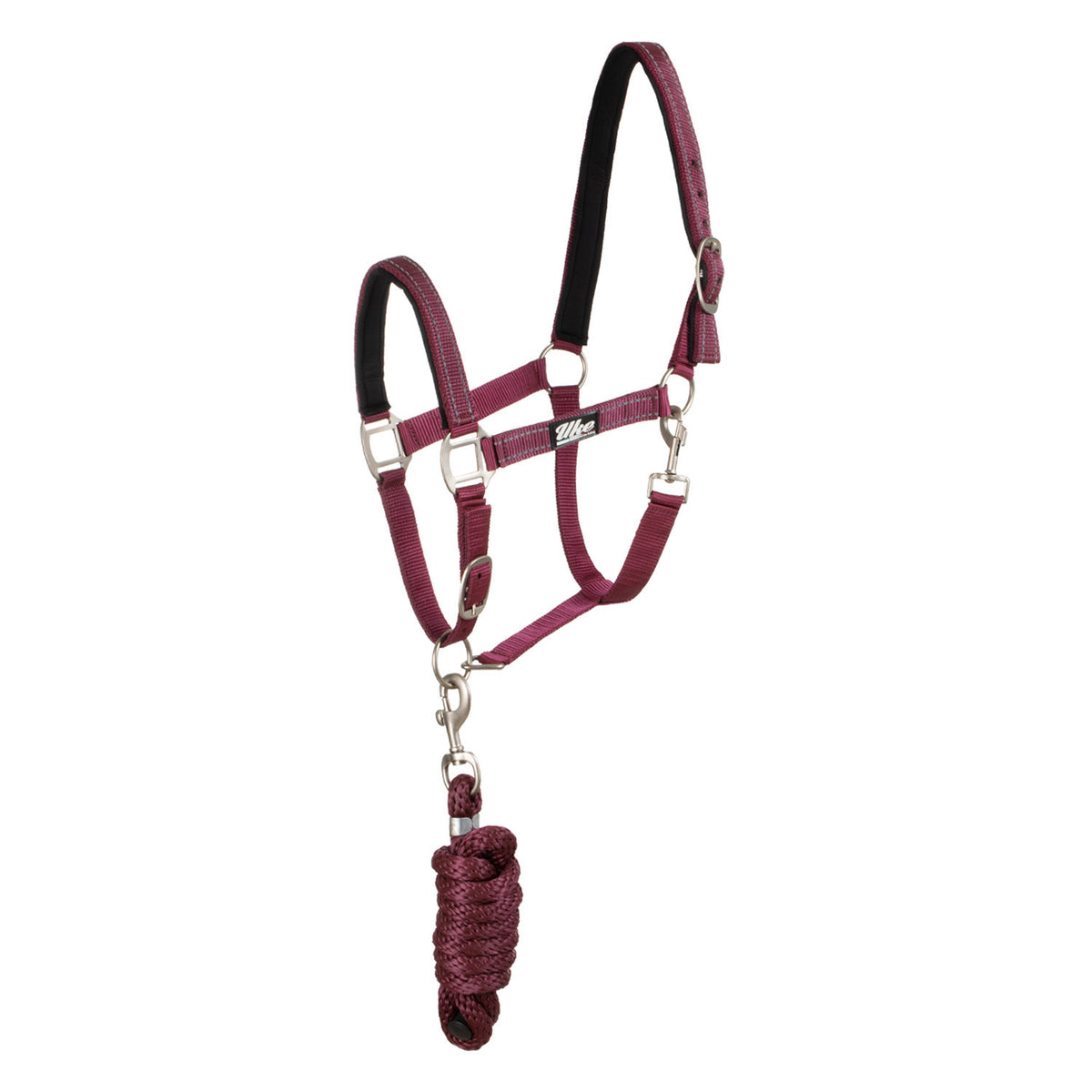 SYNTHETIC HALTER WITH LEAD  SOLID COLOR WITH REFLECTIVE STRIPES