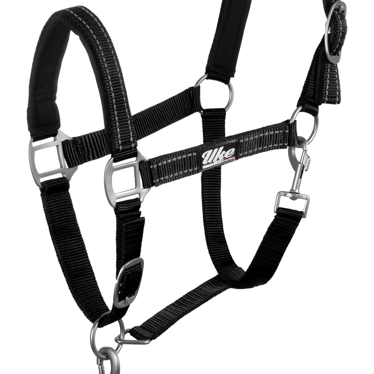 SYNTHETIC HALTER WITH LEAD  SOLID COLOR WITH REFLECTIVE STRIPES
