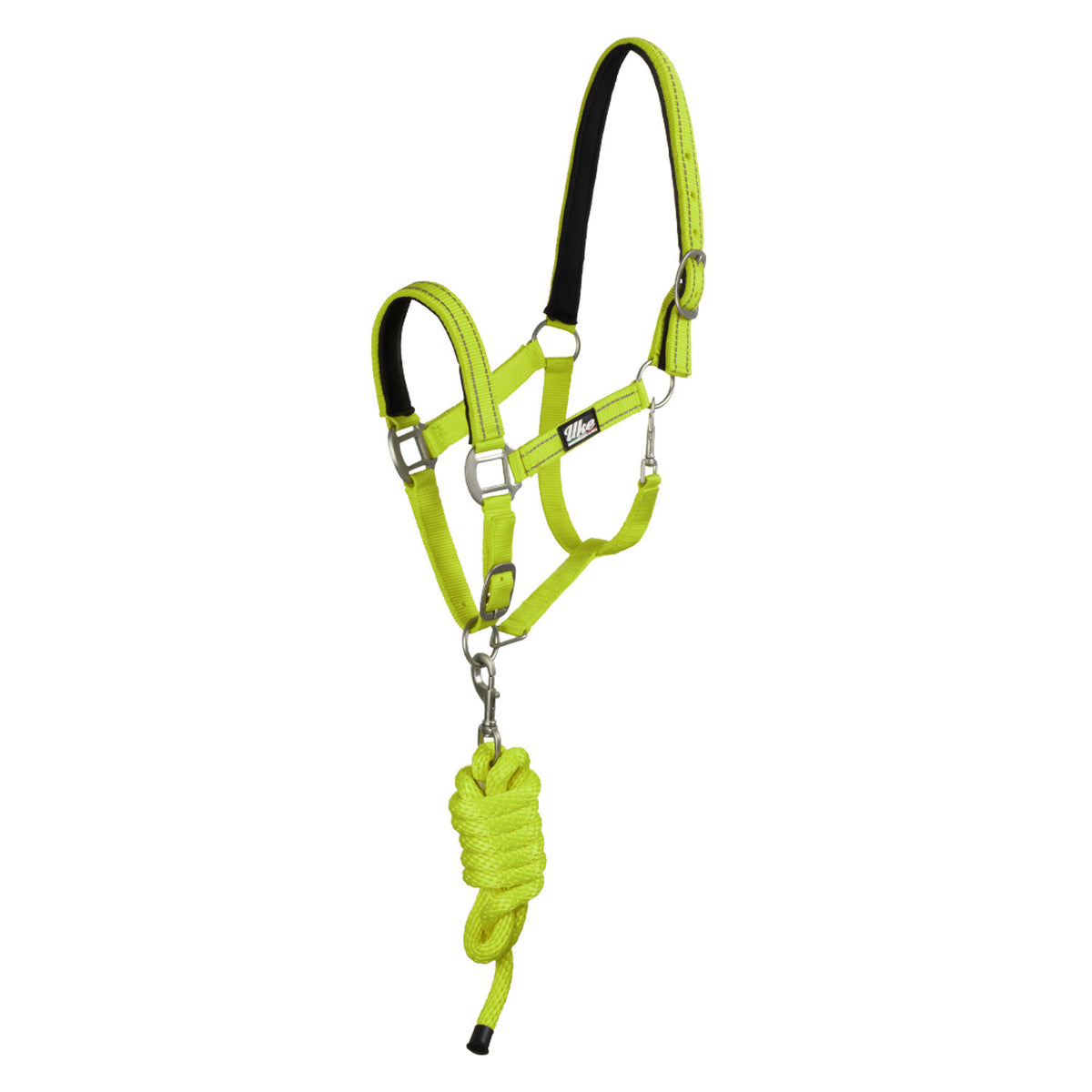 SYNTHETIC HALTER WITH LEAD  SOLID COLOR WITH REFLECTIVE STRIPES