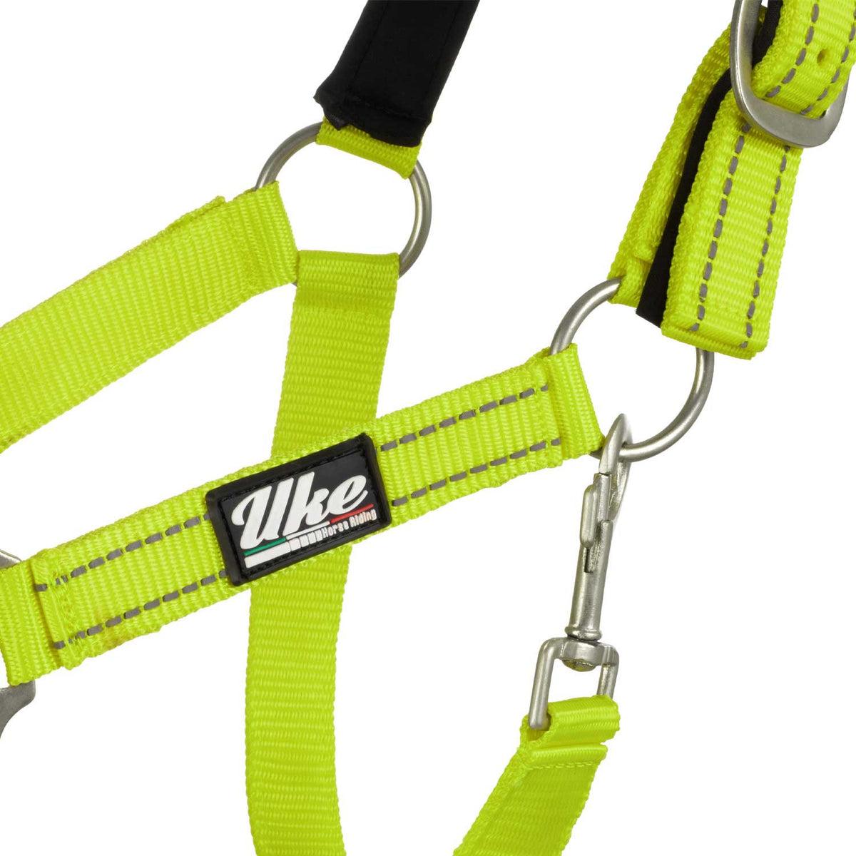 SYNTHETIC HALTER WITH LEAD  SOLID COLOR WITH REFLECTIVE STRIPES