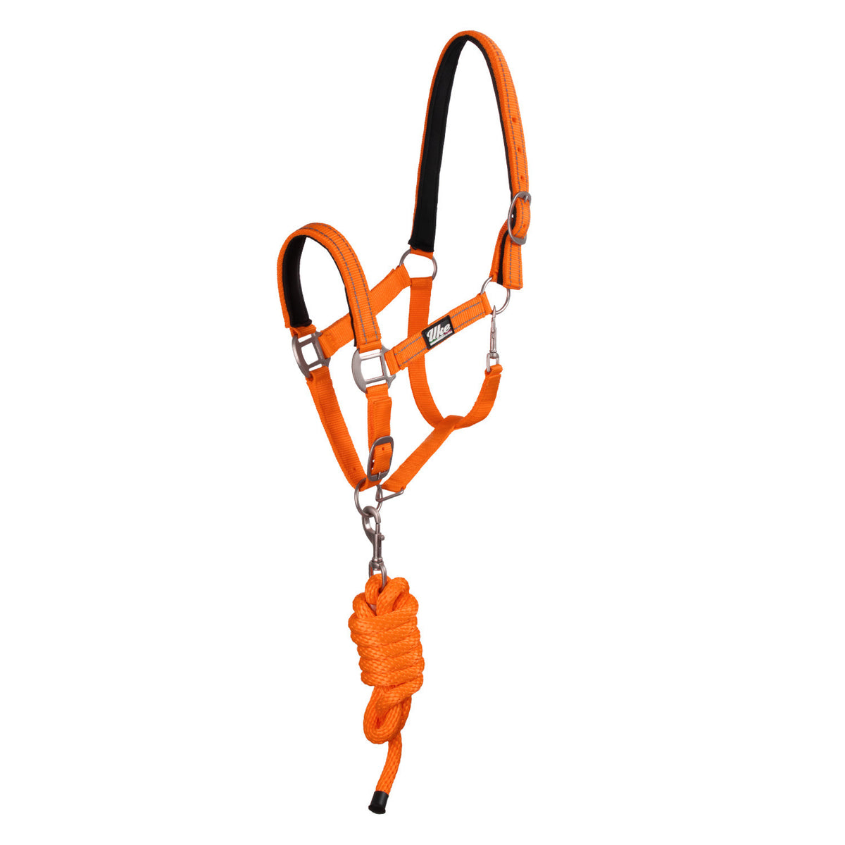 SYNTHETIC HALTER WITH LEAD  SOLID COLOR WITH REFLECTIVE STRIPES