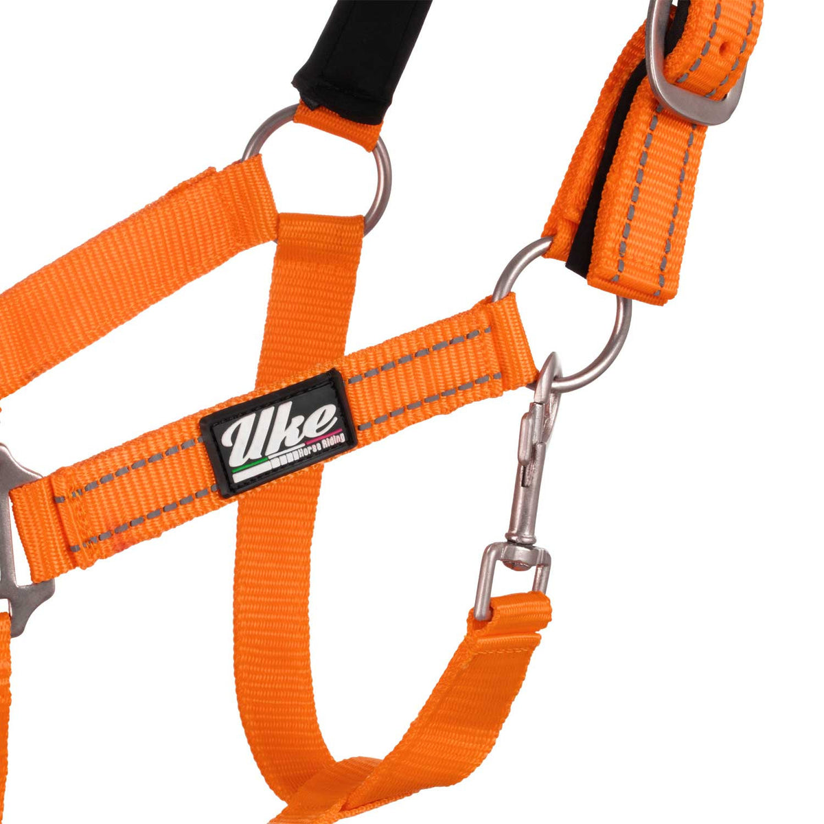 SYNTHETIC HALTER WITH LEAD  SOLID COLOR WITH REFLECTIVE STRIPES