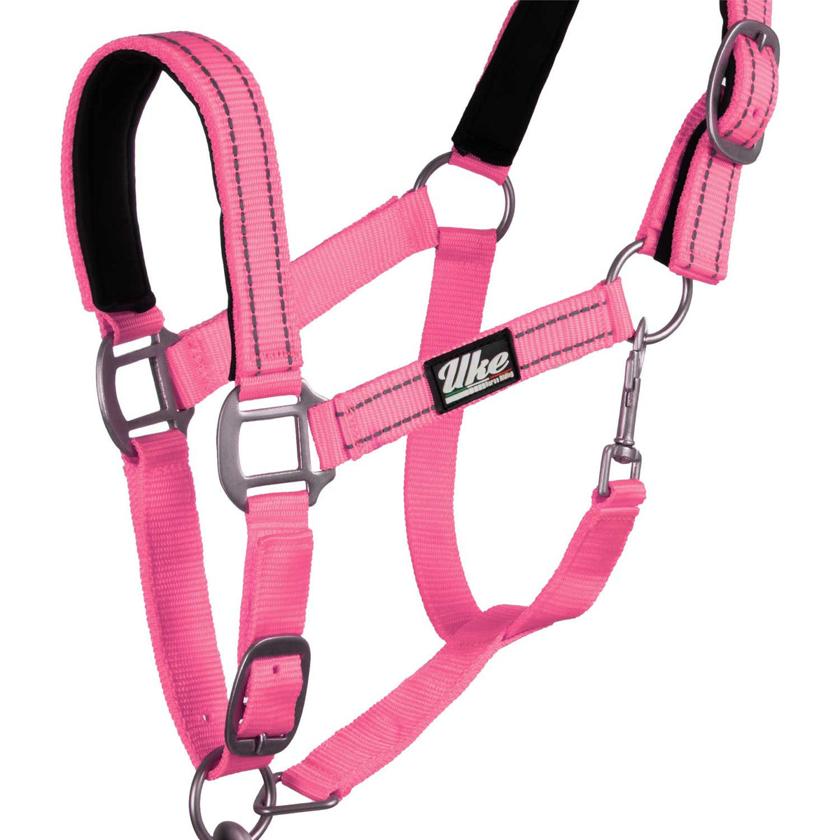 SYNTHETIC HALTER WITH LEAD  SOLID COLOR WITH REFLECTIVE STRIPES