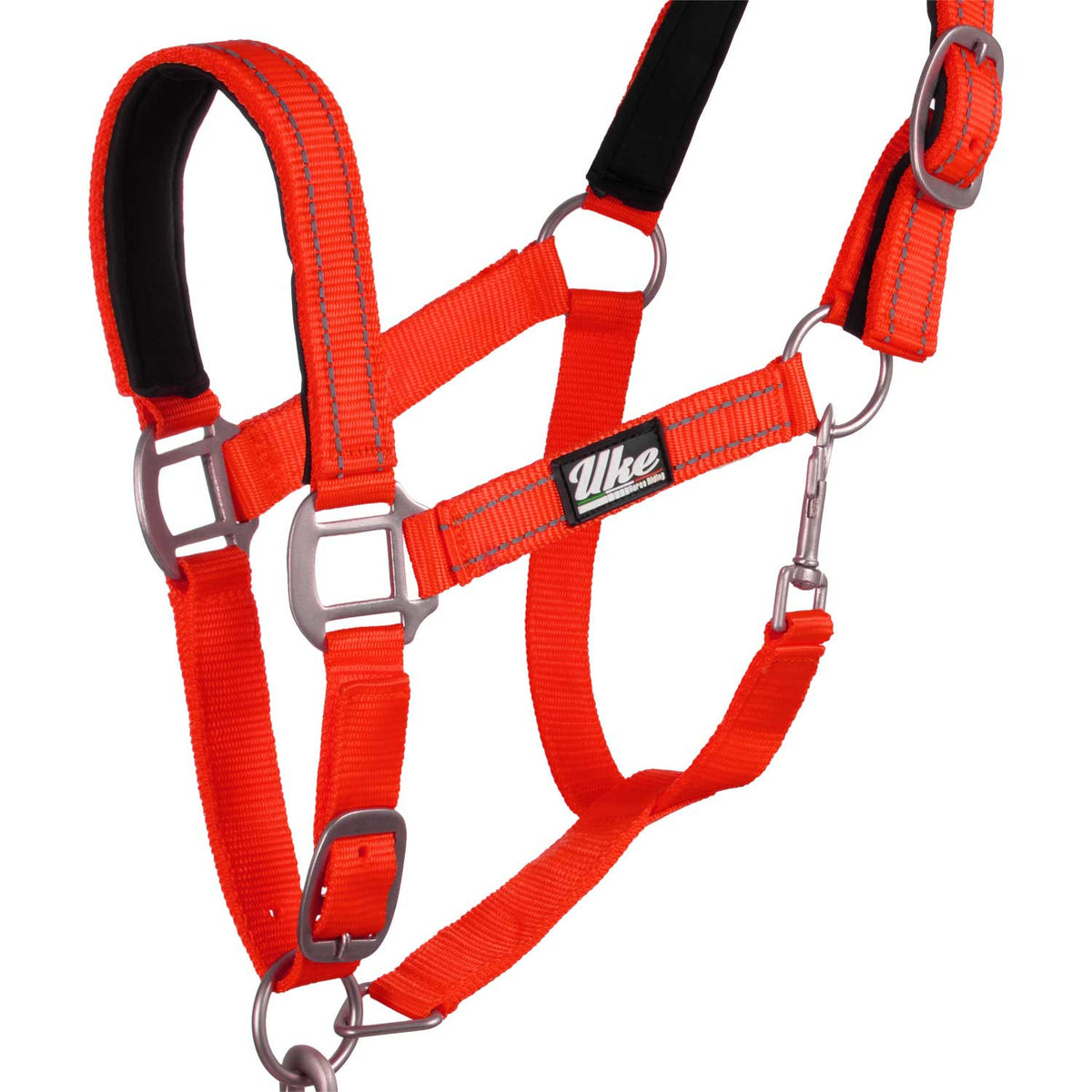 SYNTHETIC HALTER WITH LEAD  SOLID COLOR WITH REFLECTIVE STRIPES