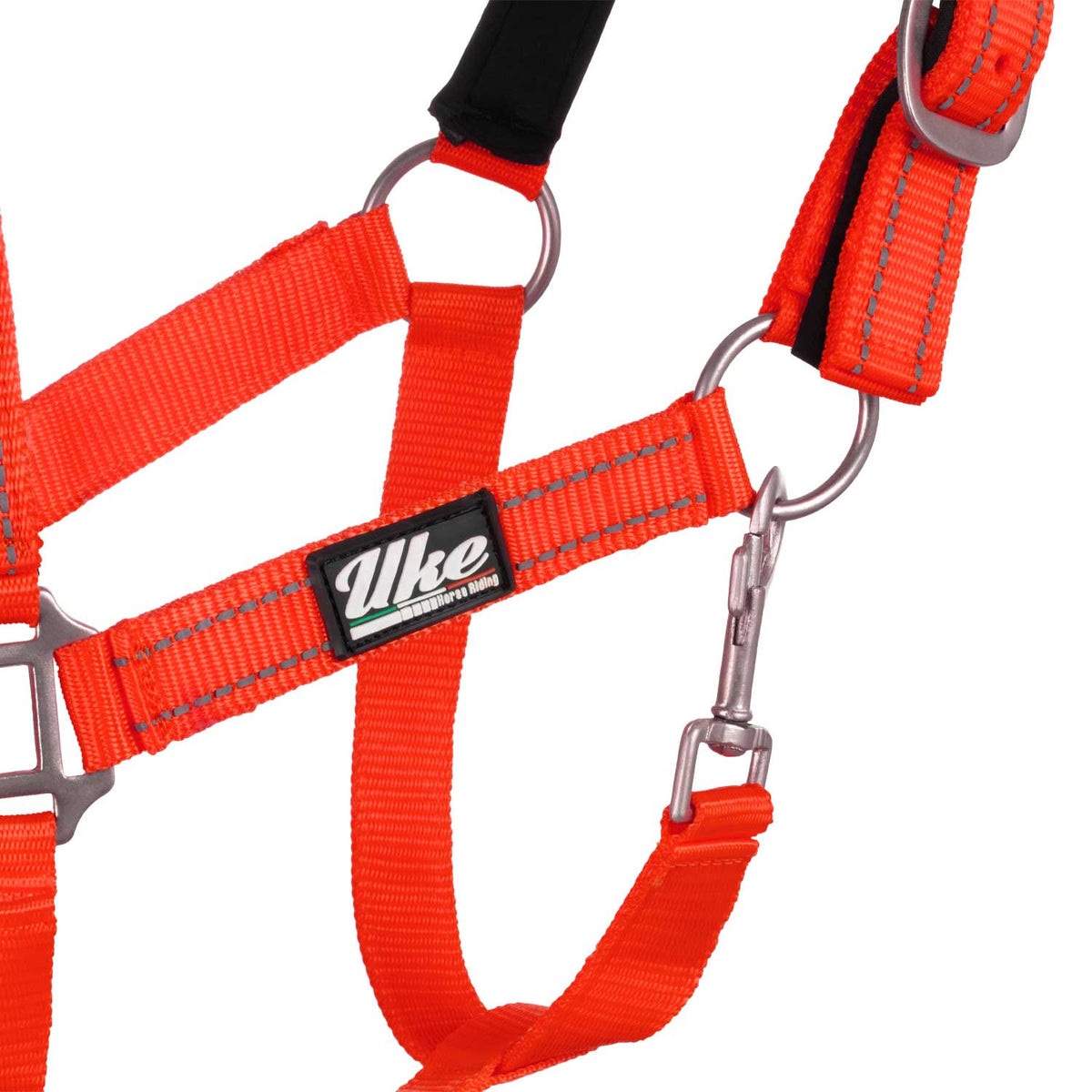 SYNTHETIC HALTER WITH LEAD  SOLID COLOR WITH REFLECTIVE STRIPES