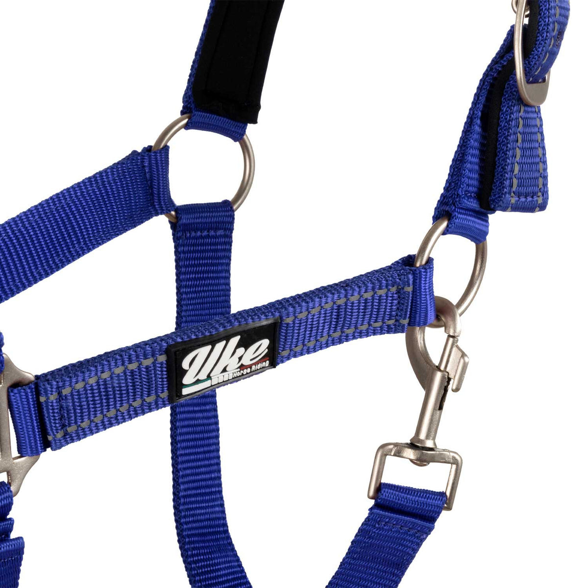 SYNTHETIC HALTER WITH LEAD  SOLID COLOR WITH REFLECTIVE STRIPES
