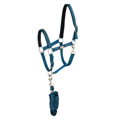 SYNTHETIC HALTER WITH LEAD  SOLID COLOR WITH REFLECTIVE STRIPES