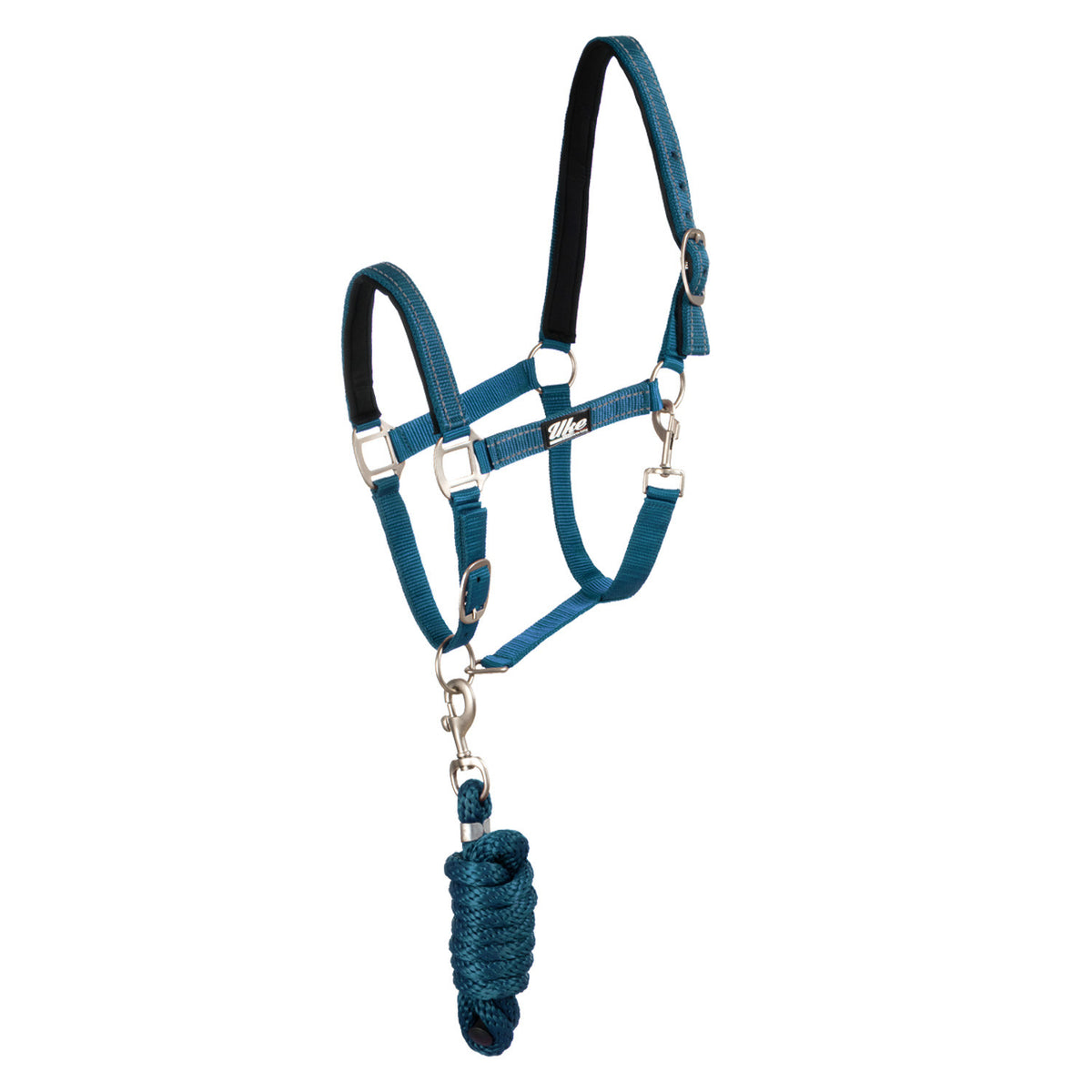 SYNTHETIC HALTER WITH LEAD  SOLID COLOR WITH REFLECTIVE STRIPES