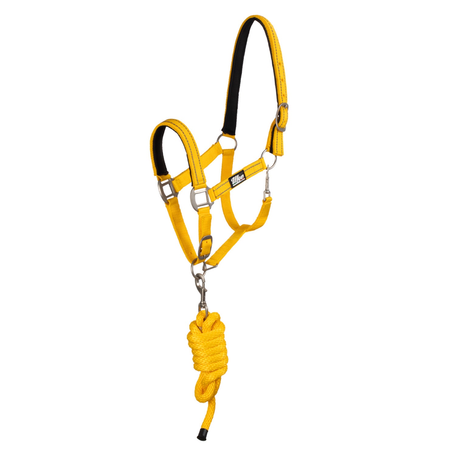 SYNTHETIC HALTER WITH LEAD  SOLID COLOR WITH REFLECTIVE STRIPES.