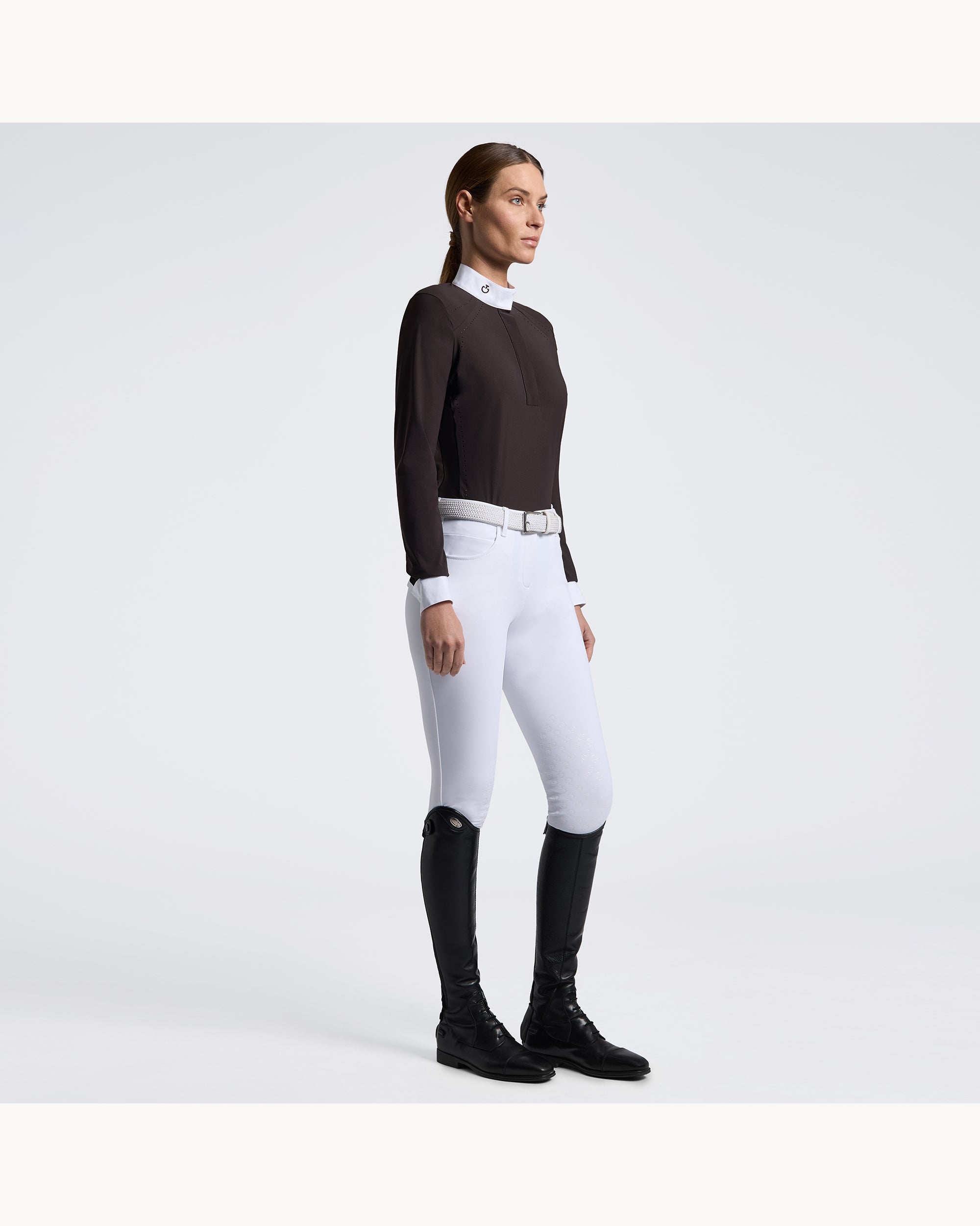 Cavalleria Toscana CT Ladies Perforated Inserts Long Sleeved Shirt