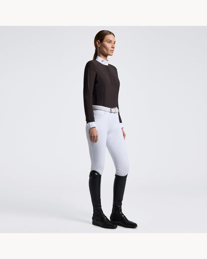 Cavalleria Toscana CT Ladies Perforated Inserts Long Sleeved Shirt