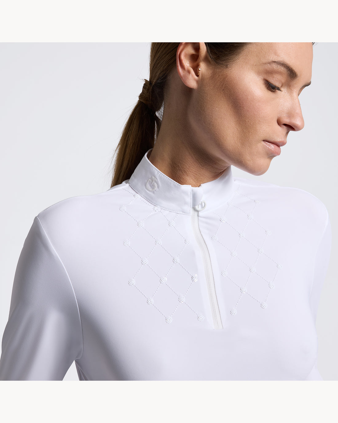 Camisa de Competição Feminina Cavalleria Toscana CT Com Babador de Lantejoulas