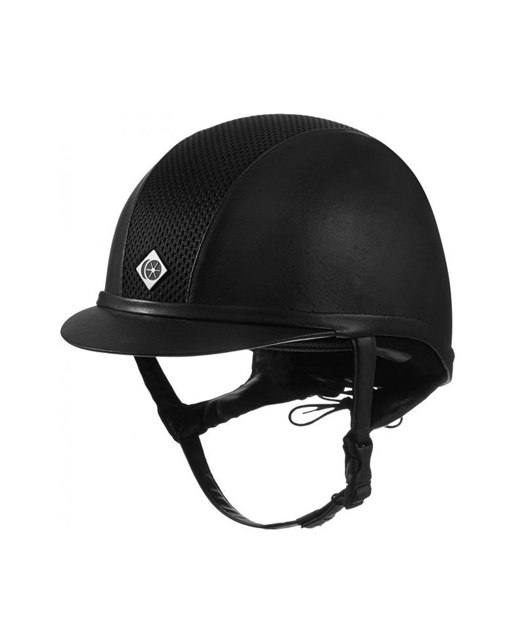 Charles Owen Ayr8 Plus Leather Look Fixed Peak Riding Helmet.