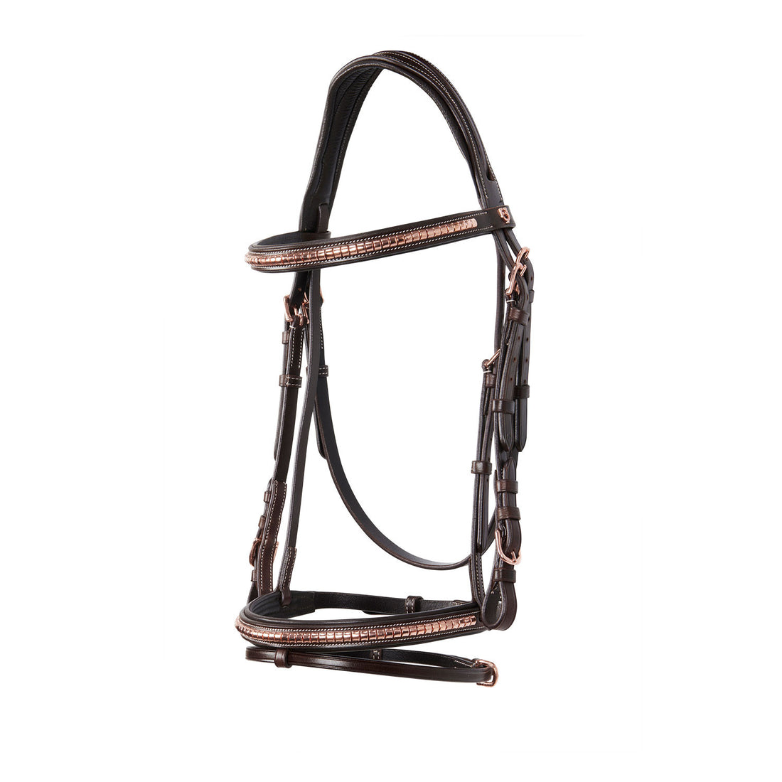 English clincher leather bridle colour rose gold.