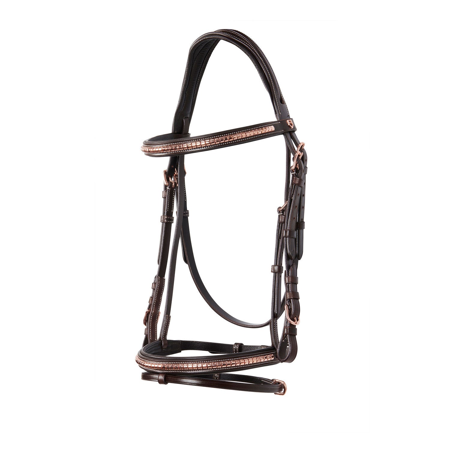 English clincher leather bridle colour rose gold.
