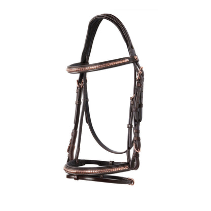 English clincher leather bridle colour rose gold.