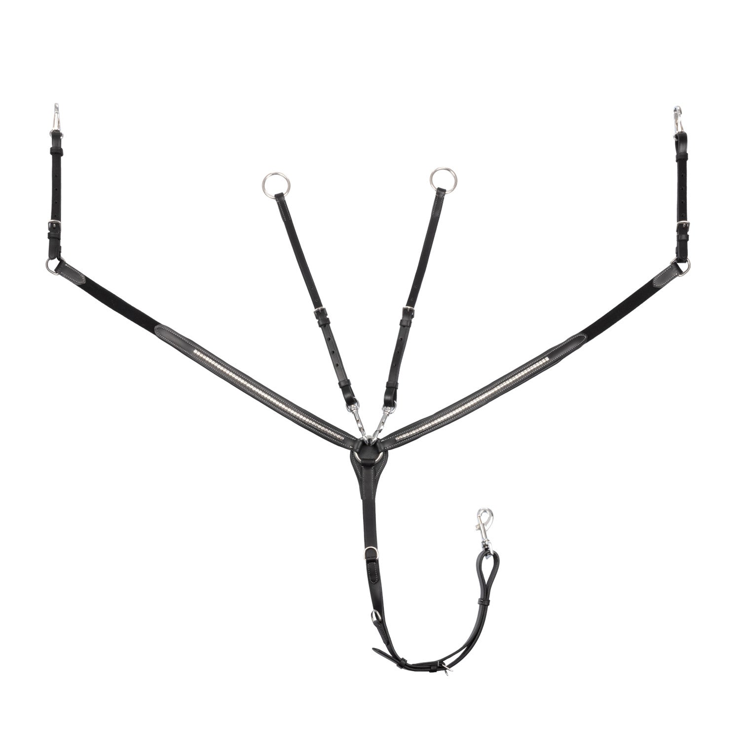 Tanned leather fork breastplate with silver clincher.