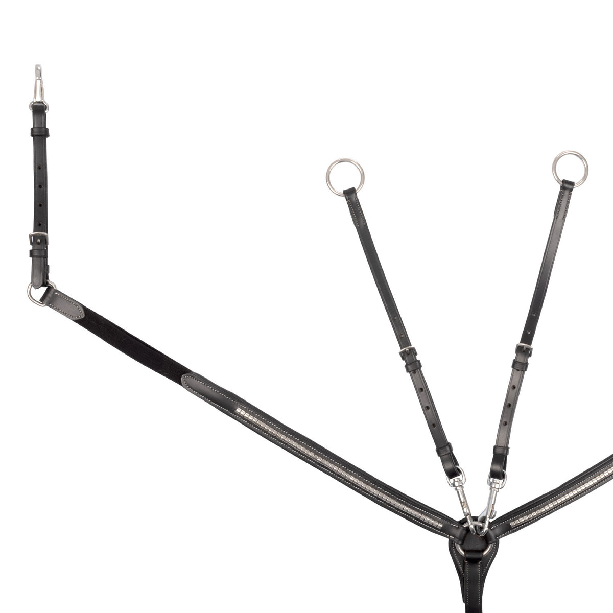 Tanned leather fork breastplate with silver clincher