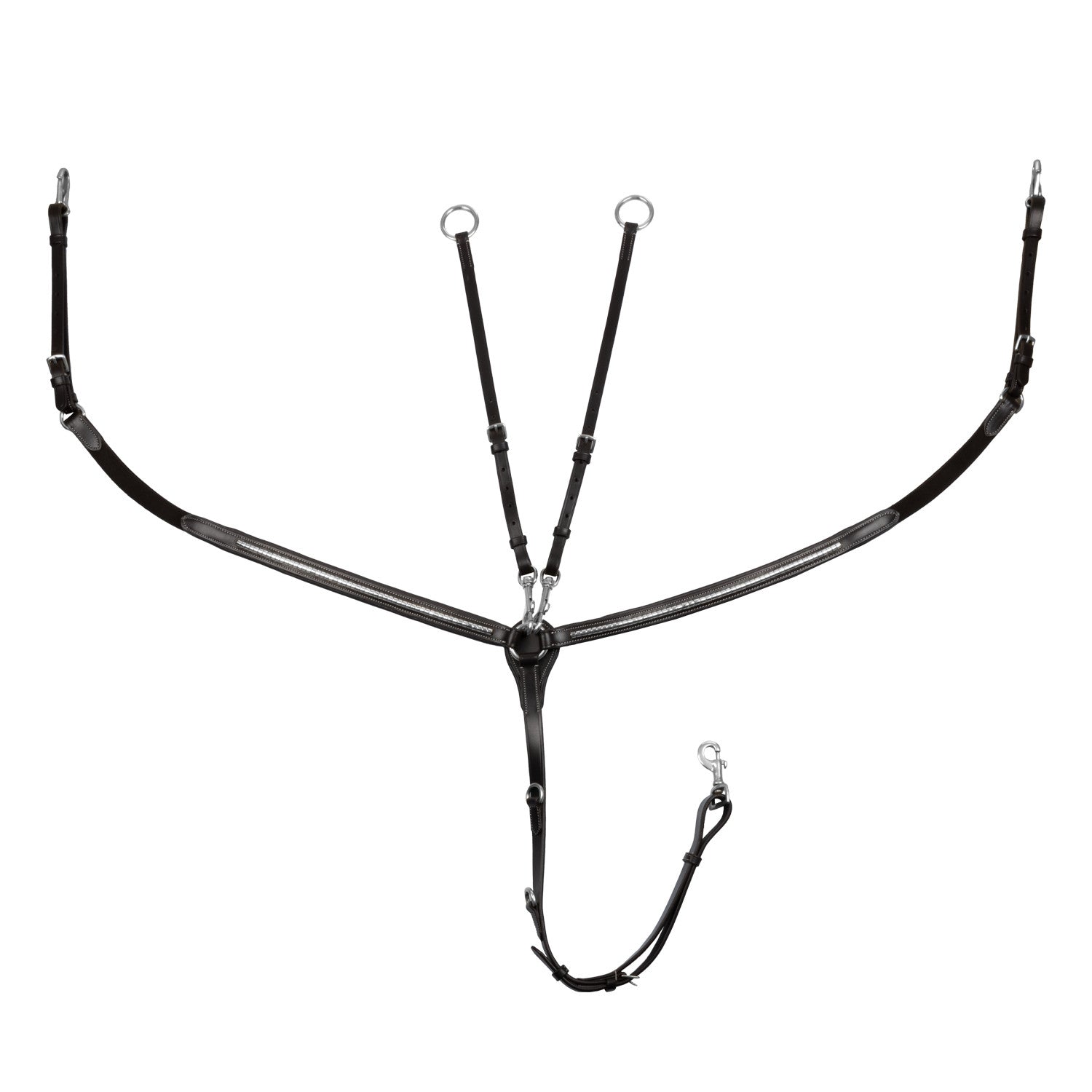Tanned leather fork breastplate with silver clincher.