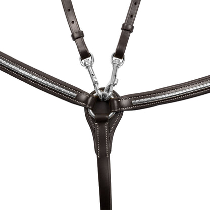 Tanned leather fork breastplate with silver clincher