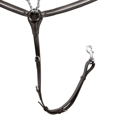 Tanned leather fork breastplate with silver clincher