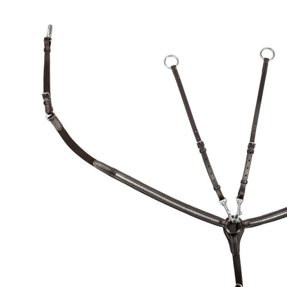 Tanned leather fork breastplate with silver clincher
