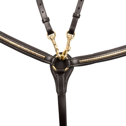 Tanned leather fork breastplate with brass clincher