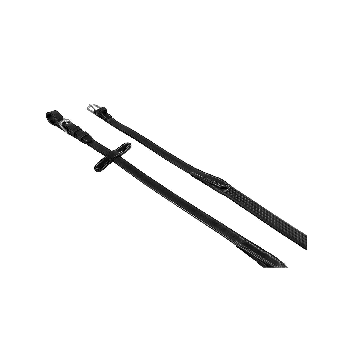 Leather and rubber reins for English bridle.
