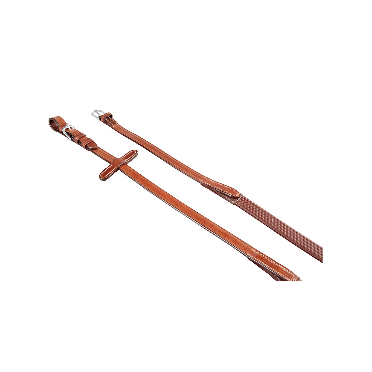 Leather and rubber reins for English bridle.
