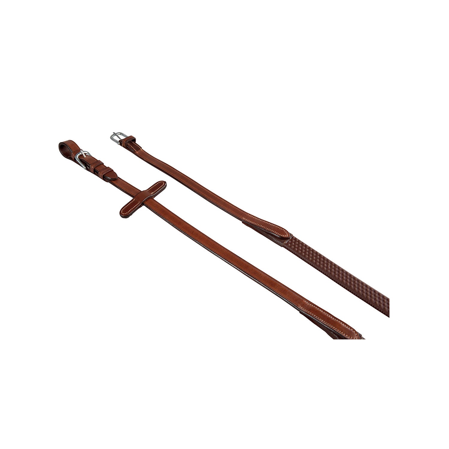 Leather and rubber reins for English bridle.