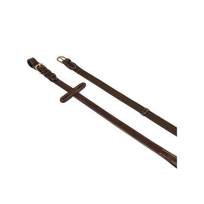 Reins for English bridle with brass buckles.