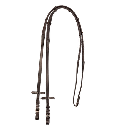 Reins for English bridle with nichel-plated buckles.
