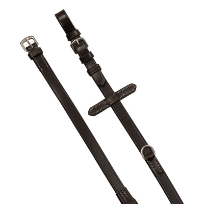 Reins with leather and rubber martingale