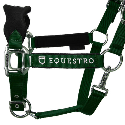 Halter with double adjustment and lead rope
